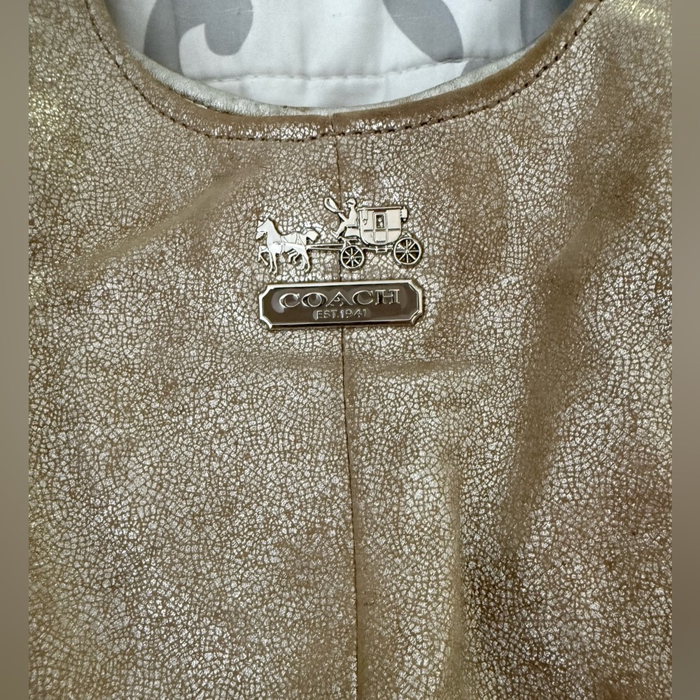 COACH Madison Maggie Metallic Gold Suede Leather Hobo Shoulder Bag - Picture 2 of 16